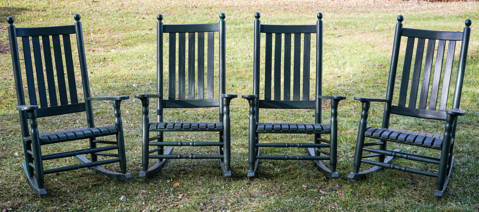 Four mid 20th c Porch Chairs: Four mid 20th c Porch Chairs in later green paint. over all excellent condition.