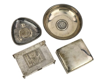 Silver Boxes and Medallion Center Dishes