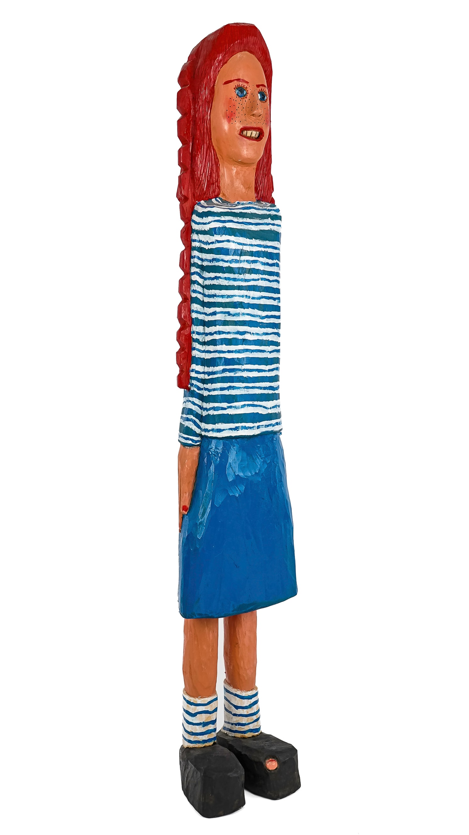 Bradford Naugler (CA 1948-) Anne of Green Gables: Bradford Naugler (Canadian 1948-) Nova Scotia Folk art/ Outsider carving of Anne of Green Gables wood and polychrome 35 x 4 x 5"