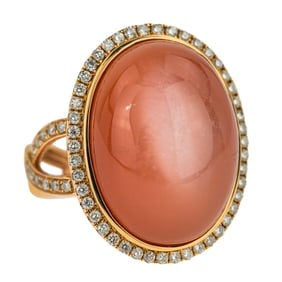 Rose Gold, Diamond, & Moonstone Ring