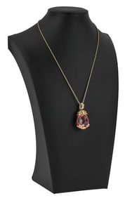 Rose Quartz, Diamond, & 14k Watch Fob Pendant
