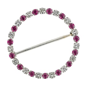 Bailey Banks & Biddle Ruby & Diamond Wreath Pin