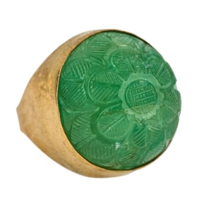 14k Floral Jade Ring