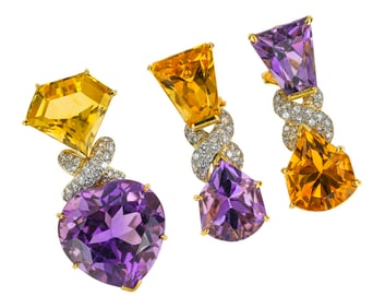 18k, Citrine, Amethyst, & Diamond Suite