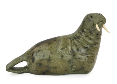 Large Inuit Carved Stone Walrus