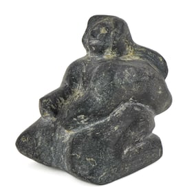 Inuit Carved Stone Kneeling Figure
