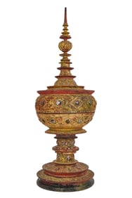 Antique Burmese Gilt Lacquer Offering Vessel