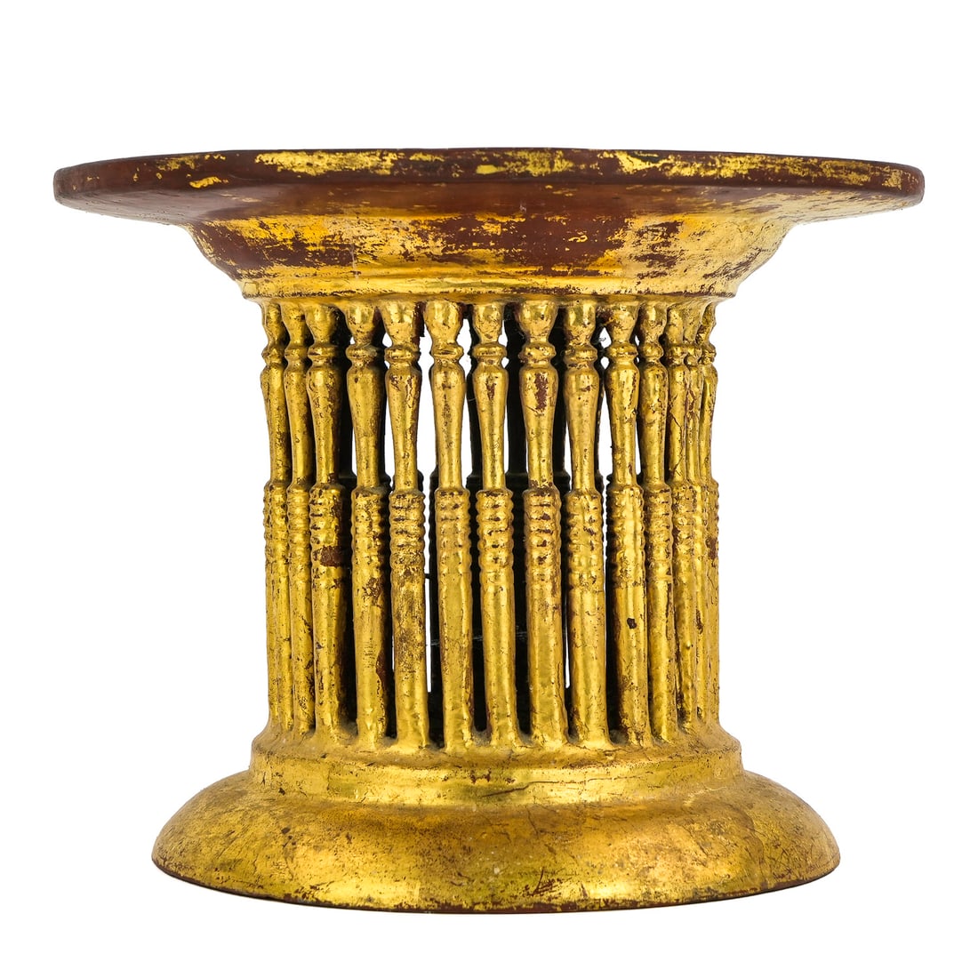 Antique Burmese Gilt Lacquer Offering Tray: Antique Burmese Gilt Lacquer Offering Tray, ht 8 1/2", ht 11"