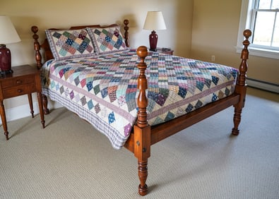 Leonard's of Seekonk, MA. 19thc  Maple Queen Cannonball Bed