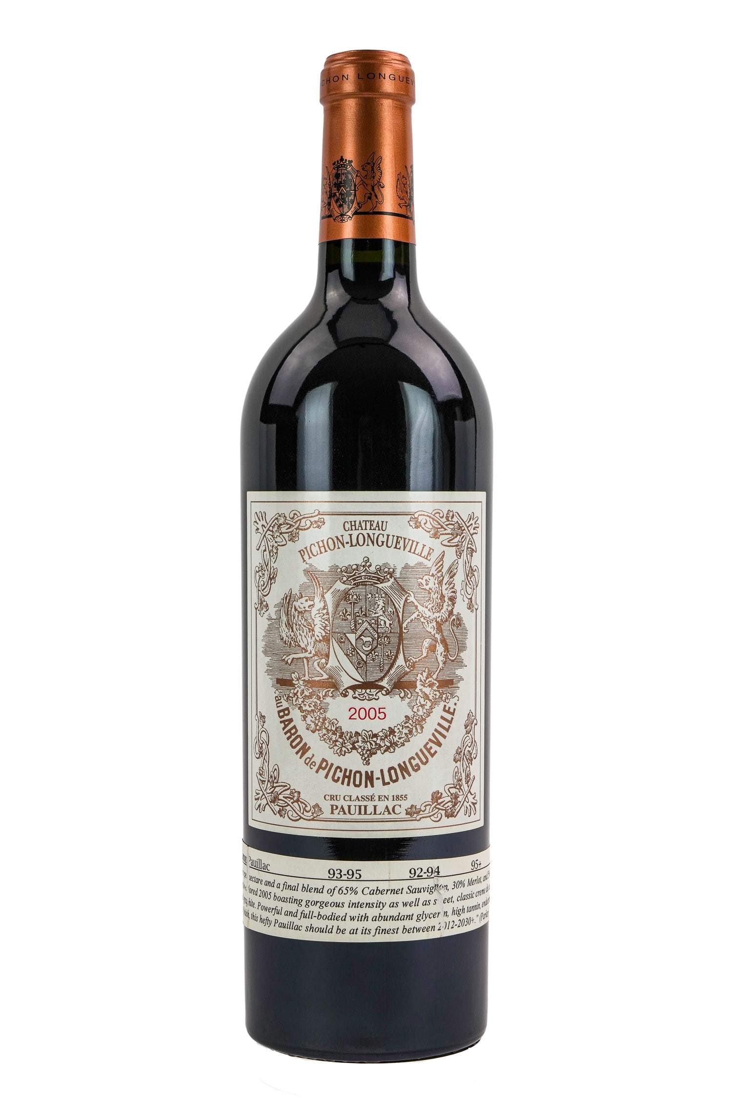 4 Bottles 2005 Chateau Pichon-Longueville Red Wine: 4 Bottles of 2005 Chateau Pichon-Longueville Pauillac. Red wine. Overall good condition. Sold to benefit The Lake Champlain Land Trust. Local Pick up only