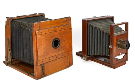 Two circa 1900 Large format Bellows cameras one an Anthony