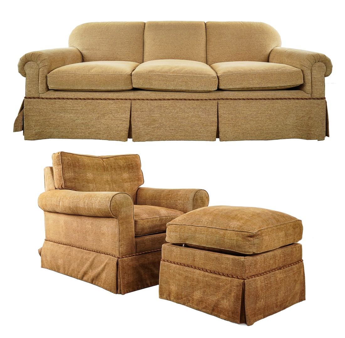 Mason-Art, NYC Sofa: Mason-Art New York City sofa in Lee Jofa fabric. Good condition. 82" x 35" x 32".