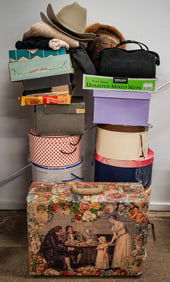 Large Lot of Vintage Hats and Textiles
