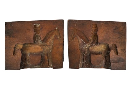 19th c Carved Wooden Two Part Sugar Mold