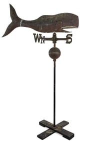 Mid 20th c Folk Art Whale Weathervane