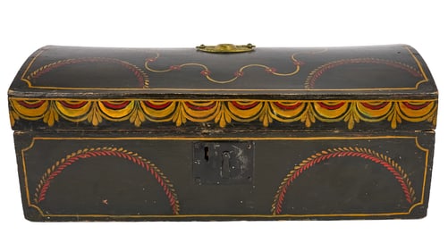 Small 19th c Paint Decorated Dome Top Box