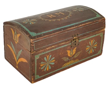 Small 19th c Paint Decorated Dome Top Box