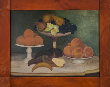 Circa 1850 oil on board still life with fruit