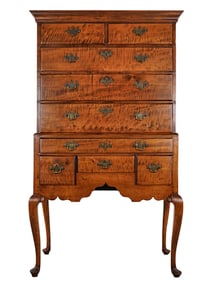 Queen Anne Tiger Maple Highboy