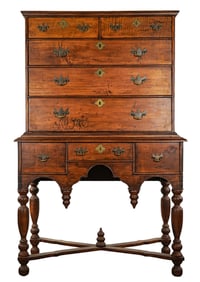 William & Mary Tiger Maple Highboy