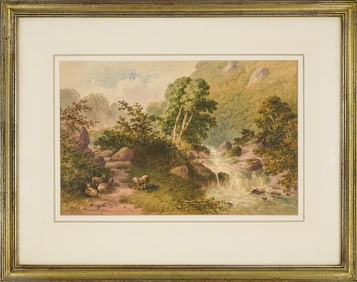 19th c English School Pastoral with sheep