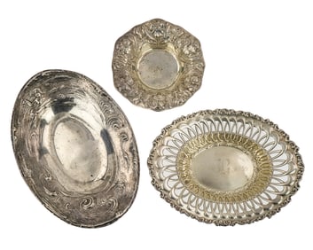 3 Art Nouveau Era Sterling Silver Dishes