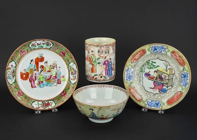 4 pcs. 19th c. Chinese Export Scenic Porcelain