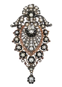 Antique Gold, Silver, & Old Mine Cut Diamond Brooch