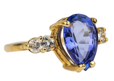 14k Yellow Gold & 2 CT Tanzanite Ring