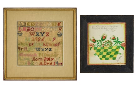 1843 Schoolgirl Sampler, Remembrance Watercolor