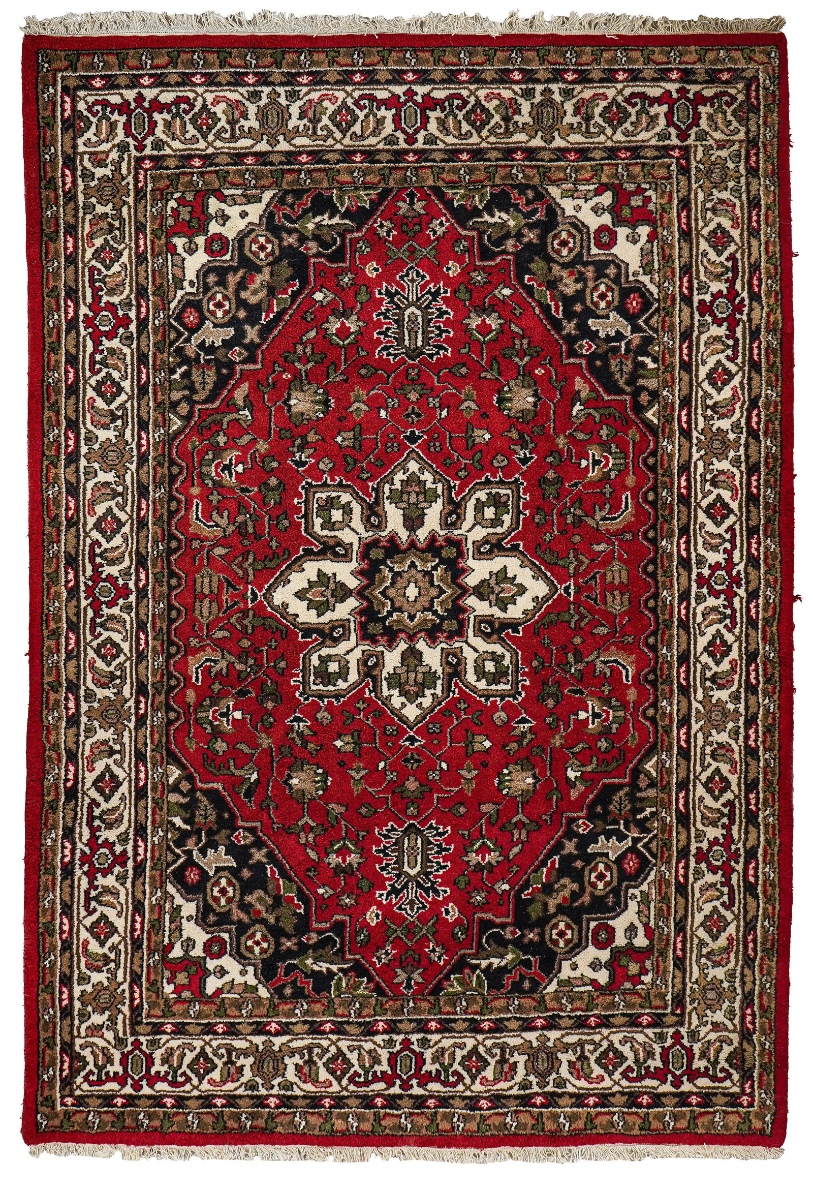 Mid 20th c Persian Main Carpet: Mid 20th c Persian center medallion room size rug, good condition, 6' 7" x 9' 9"