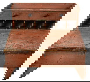 19th c Salmon Painted Table Top Desk