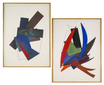 Jason Stewart (AM 20th c) Two Mixed Media Pieces