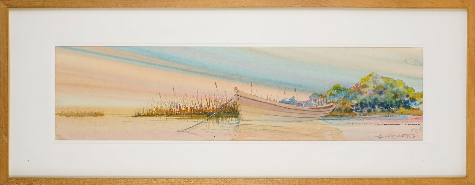 Harvey John Dodd (MA 1933-2011) Summer Evening: Harvey John Dodd (Massachusetts 1933-2011) Summer evening watercolor on paper signed lower right dated 1993- 7 x 26" 13 x 33" as framed.