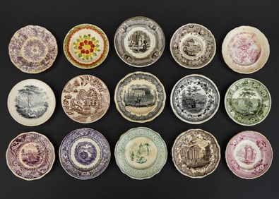 Collection of 34 Transferware Cup Plates