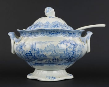19th c. Light Blue Staffordshire Tureen