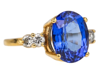 14k Diamond & 4 CT Blue Tanzanite Ring