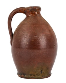 Early 19th c Miniature Redware Jug