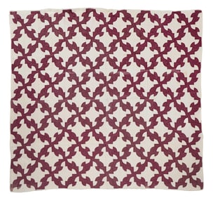 Early 20th c Red & White Pieced Quilt