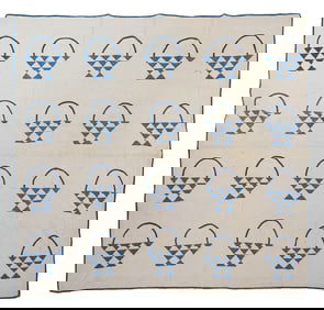 Early 20th c Blue & White Basket Quilt