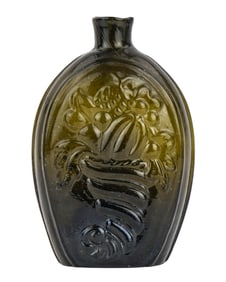 19th c Urn/ Cornucopia Pint Flask