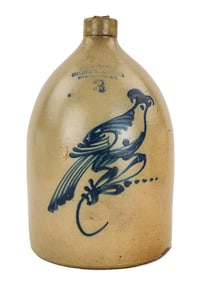 19th c Ft Edward, NY Bird Decorated Jug