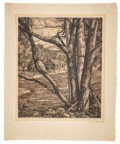Luigi Lucioni (VT 1900-1988) Etching of Trees