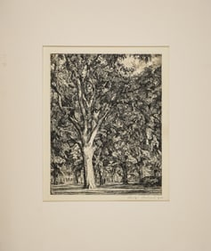 Luigi Lucioni (VT 1900-1988) Etching with tree