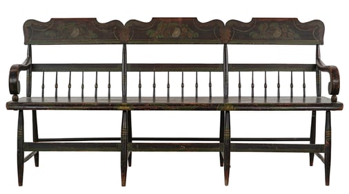 PA Sheraton Paint Decorated Roll Arm Settee