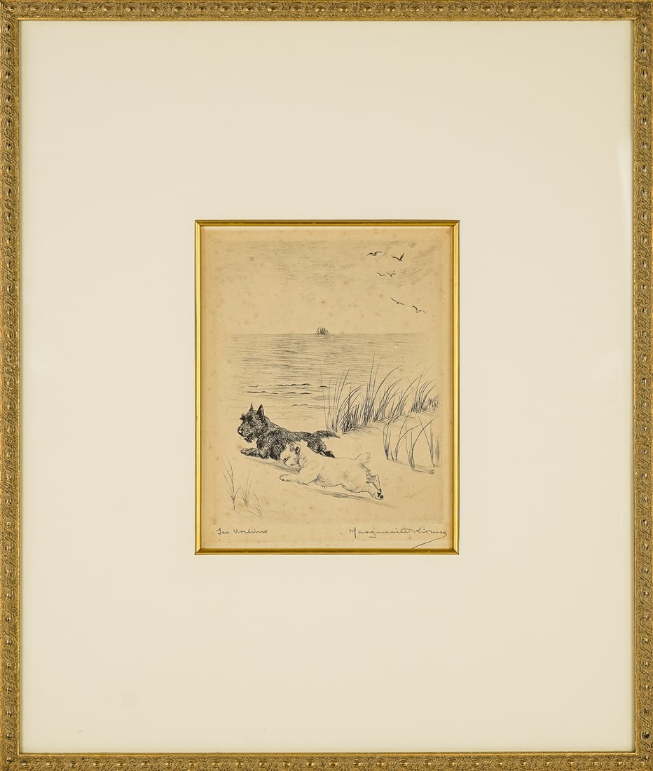 Marguerite Kirmse (EN 1885-1954) Sea Urchins: Marguerite Kirmse (English 1885-1954) Sea Urchins etching on paper - signed and identified lower margin- 7.5 x 6" 20 x 17" as framed