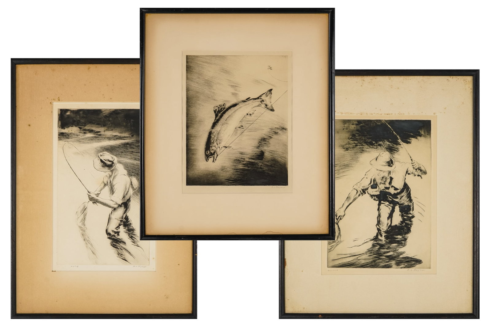 Three Ralph Ludwig Boyer sporting engravings: Three Ralph Ludwig Boyer sporting engravings each pencil signed lower margins- plates 10 x 7", 10 x 6.5", 9x7"