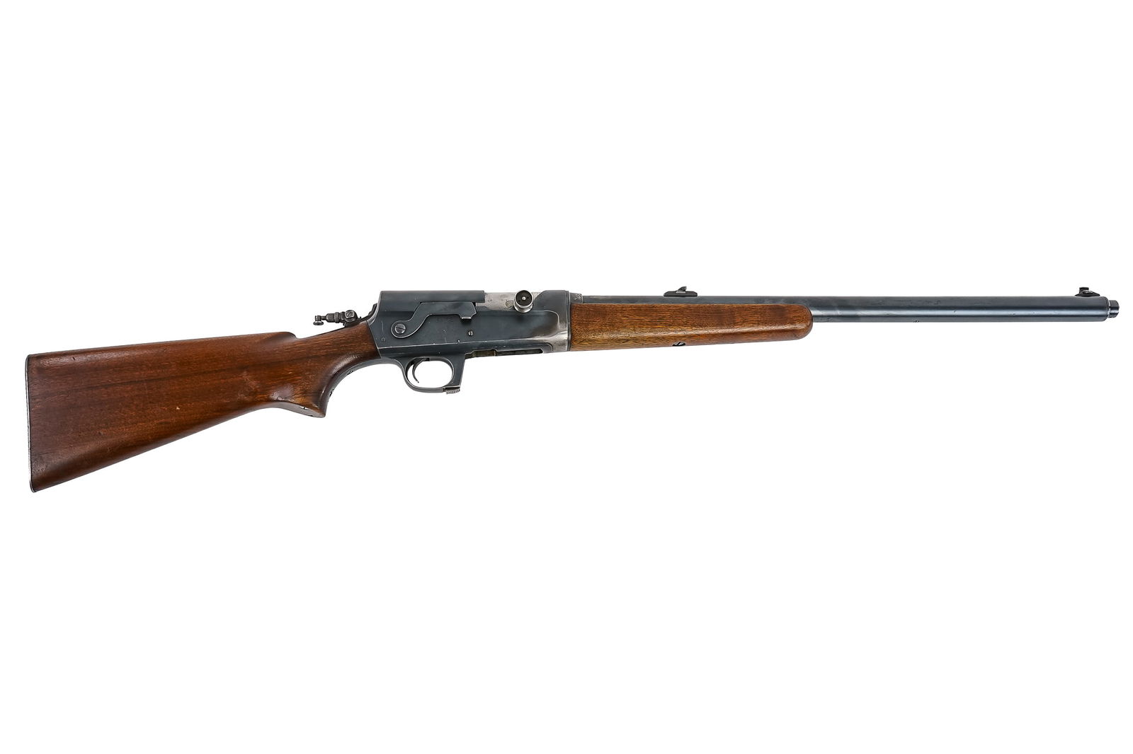 Remington Model 81 Woodsmaster Rifle in .300 Savage: Remington Model 81 Woodsmaster Rifle in .300 Savage- sold sans magazine , repaired crack at pistol grip. - 21.5" barrel 42" Overall-Firearms: All firearms are to be sold in accordance with federal law