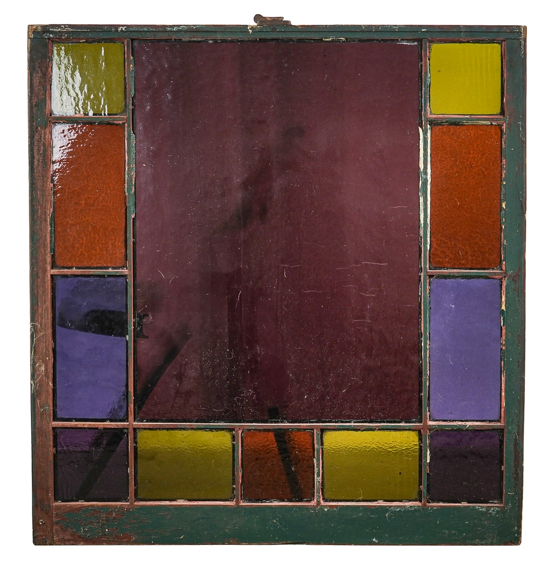 19th c Stain glass window panel: 19th c Stained glass window panel 36 x 37"