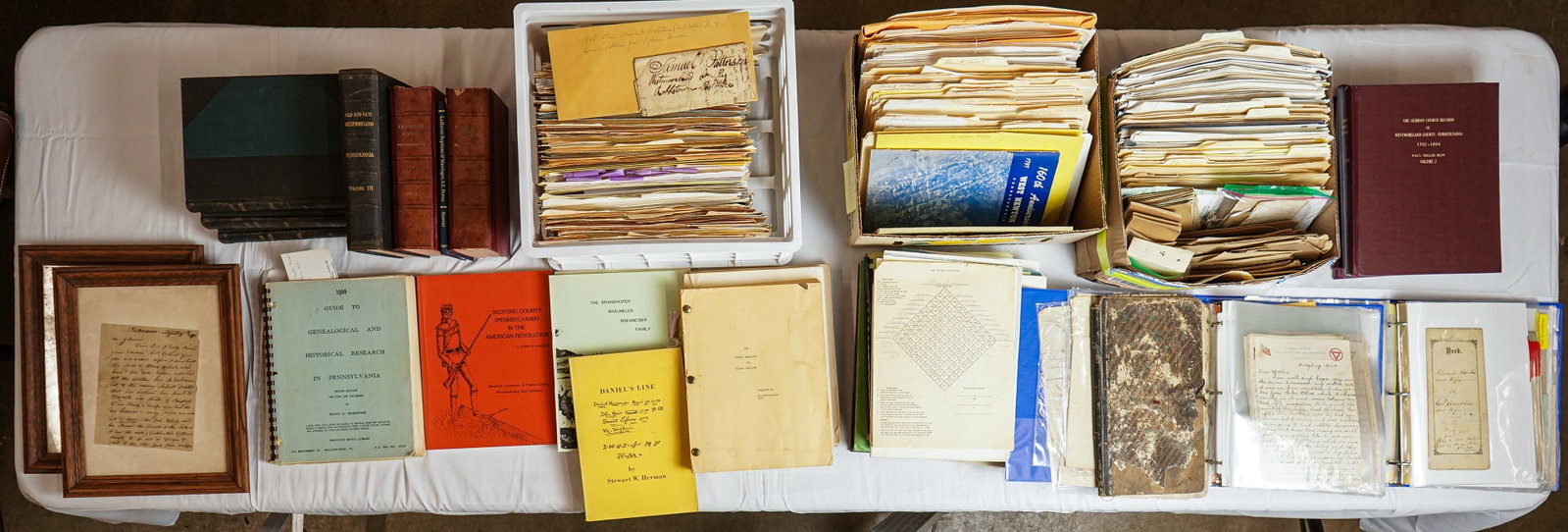 Pennsylvania Genealogical Resources, Branthover Archive: Pennsylvania Genealogical Resources, Branthoover Archive (5 large boxes), including Frontier Forts of Pennsylvania (2 vols),Boucher 'Old & New Westmoreland" (4 vols), some handwritten material, family